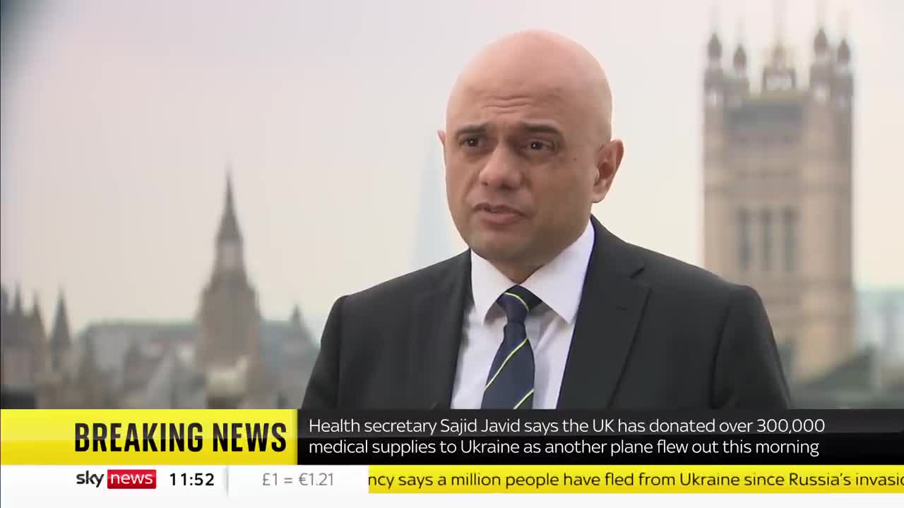 BREAKING_ Sajid Javid says 'we stand with Ukraine' after UK ships medical aid