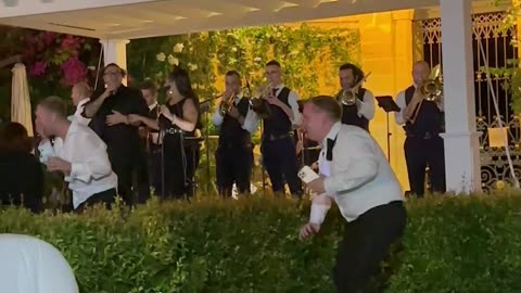 Wedding Guest Falls Backward Over Hedge