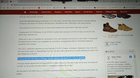 Media ramp up cases in Taiwan...while one man, 70 gets depressed in quarantine, dies....