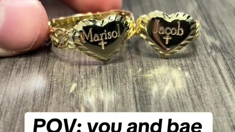 Real Gold Engravable Heart Nugget Ring