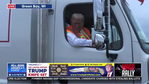 ‘This truck is in honor of Kamala and Joe Biden’: Trump takes a ride in MAGA-themed garbage truck