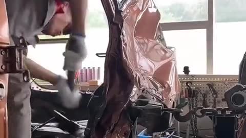 Repair a large area of car damage.