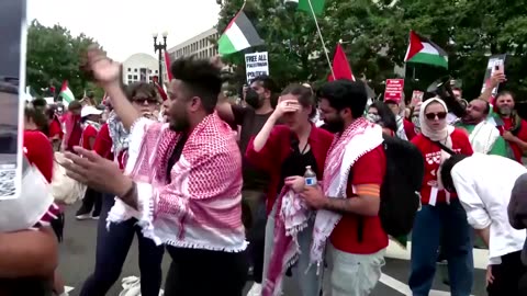 Police pepper spray protesters during Netanyahu visit