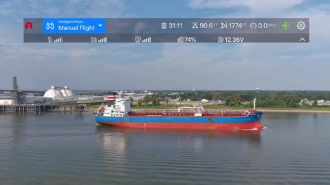 Mississippi River Ship by Drone
