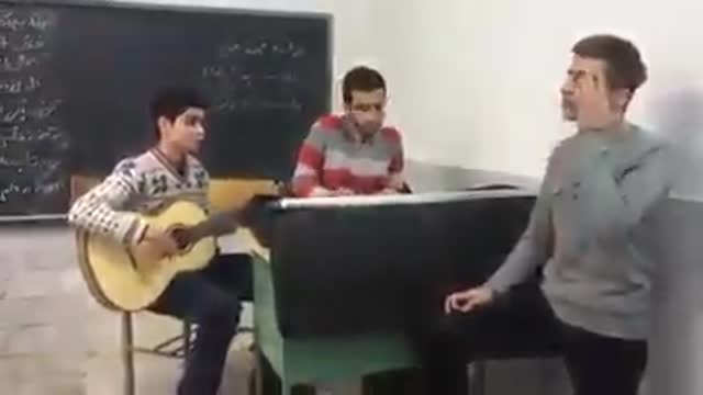 Students singing Morteza Pashai's song