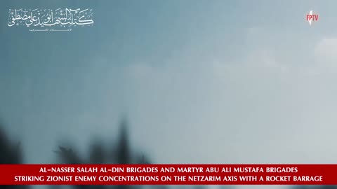 Martyr Abu Ali Mustafa Brigades and Al-Nasser Salah Al-Din Brigades striking Zionist concentrations on Netzarim axis, Gaza, Palestine, 20 Oct 2024