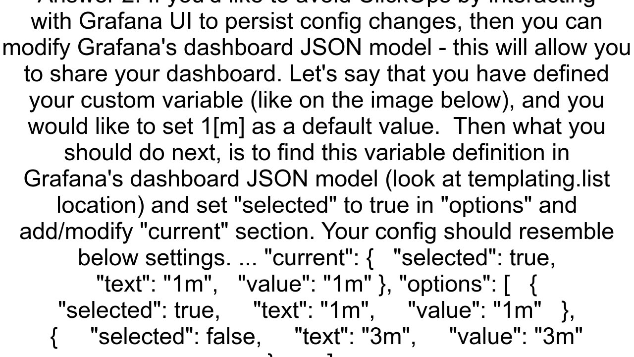 Define default value for Grafana dashboard variable