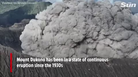 Terrifying moment climbers run for their lives as Indonesian volcano erupts right in front of them