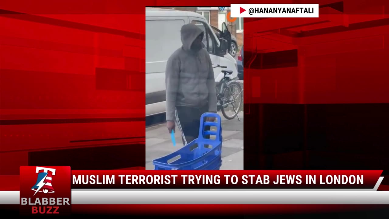 Muslim Terrorist Trying To Stab Jews In London