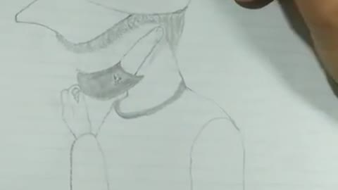 How to draw boy wear mask