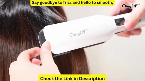 CkeyiN 44mm Tourmaline Ceramic Hair Straightener LCD Display Fast Heating Flat Iron Adjustable
