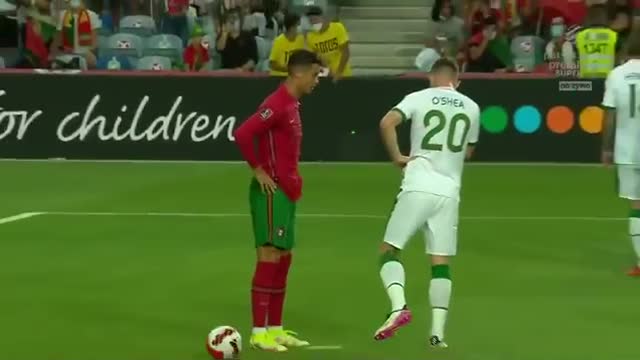 Cristiano Ronaldo hitting Irish defender