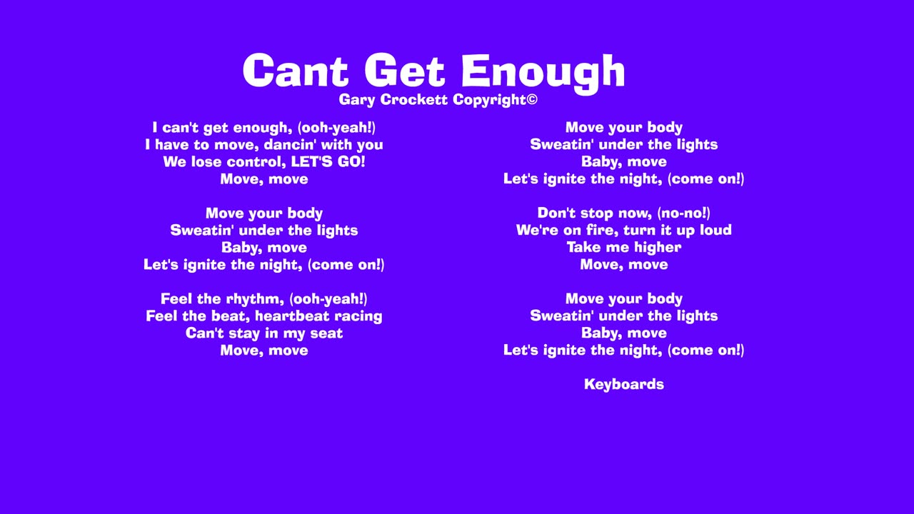Cant Get Enough Song