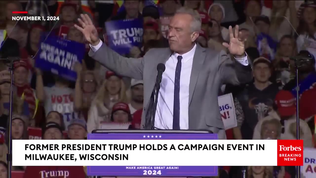 JUST IN RFK Jr Lambasts Democratic Party At Trump's Rally In Milwaukee, Wisconsin.