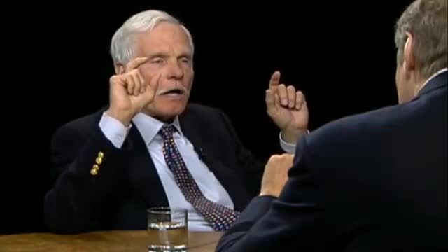 Ted Turner discussed how 'global warming' will cause cannibalism and need for population control.