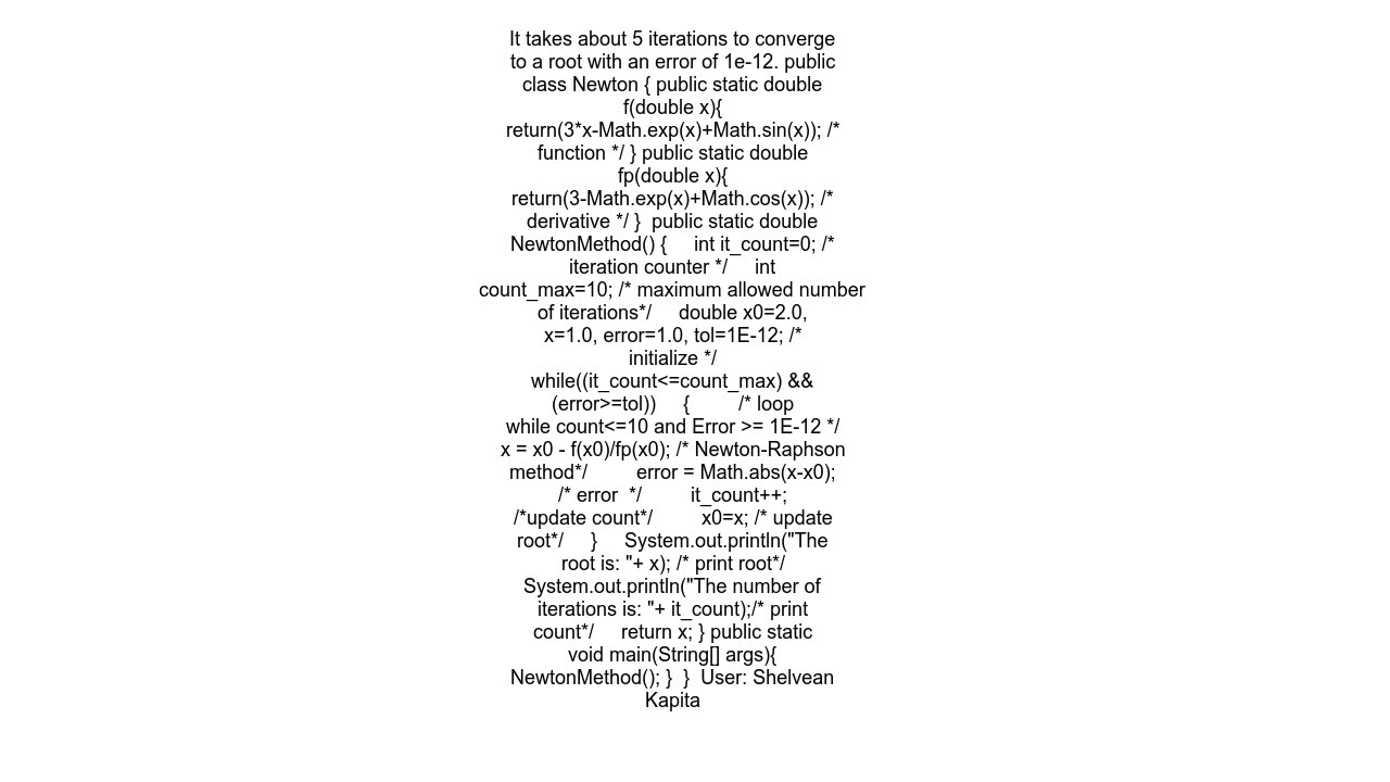 Newton-Raphson Method in Java