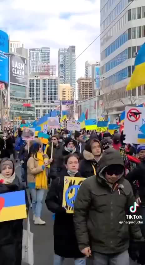 Chrystia Freeland & "Tip Toe" Tory at the Russia/Ukraine "Protest" in Toronto the other day.