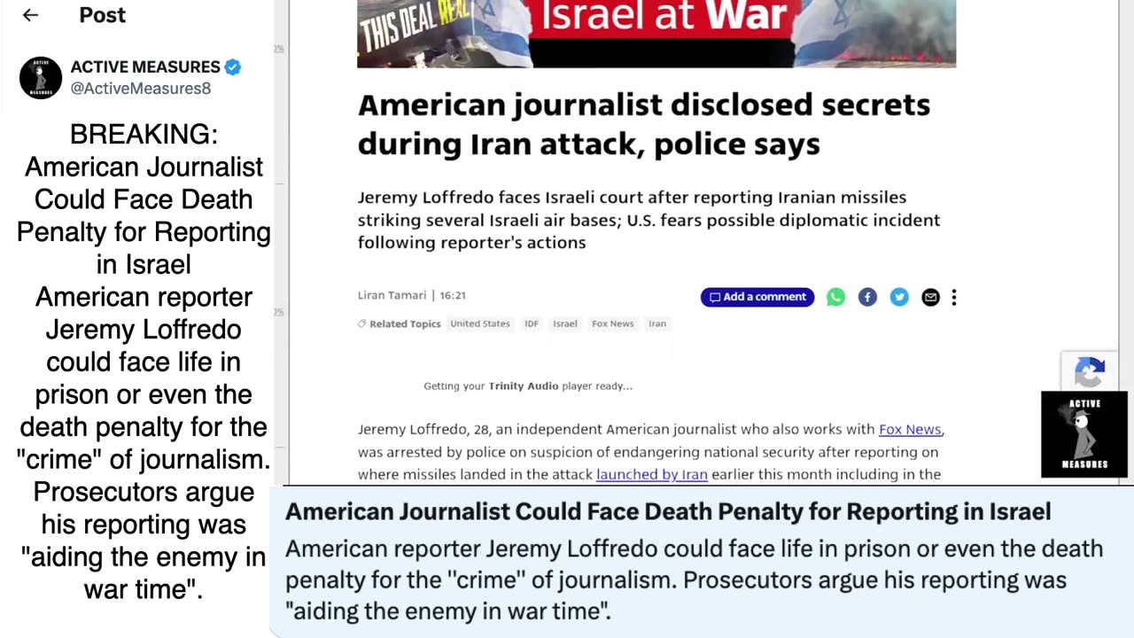 BREAKING- American Journalist Could Face Death Penalty for Reporting in Israel