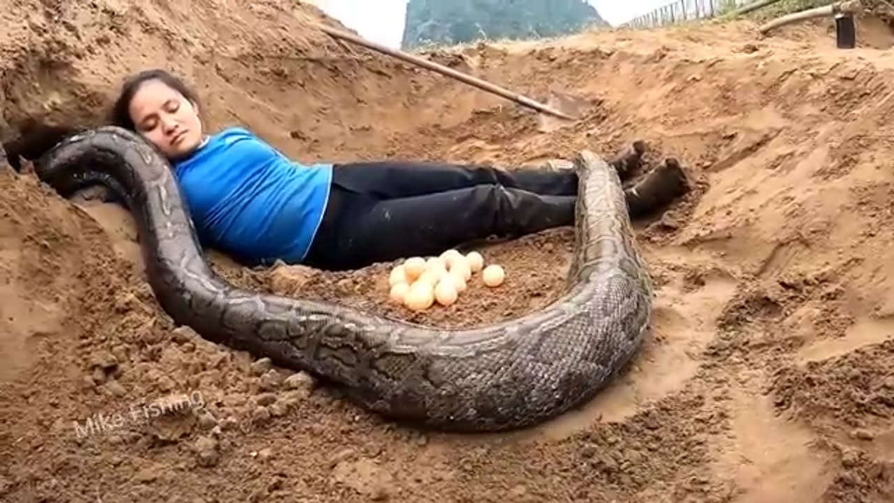 IMPOSSIBLE! Giant SNAKE Lay Eggs Hunters Saving Girl