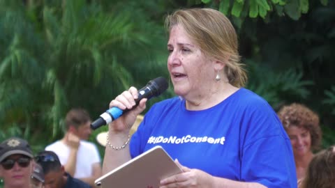 Meryl Dorey from the AVN speaks at the Worldwide Freedom Rally, Brisbane 20 03 21