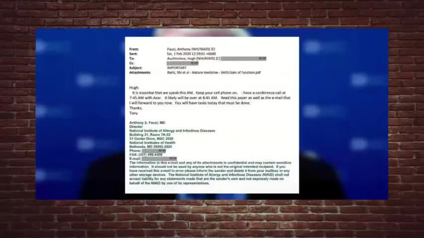 EMAIL EXPOSES FAUCI LIED TO CONGRESS UNDER OATH REGARDING SARS GAIN OF FUNCTION RESEARCH