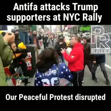 ANTIFA attacks Trump supporters at NYC rally