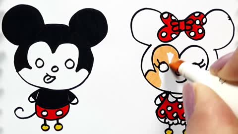 How to draw and paint Mickey and Minnie very beautiful!