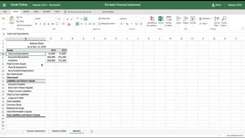 Excel Tutorial - How to make a Balance Sheet