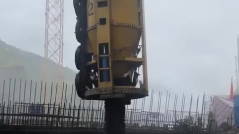 Pouring concrete for dam construction