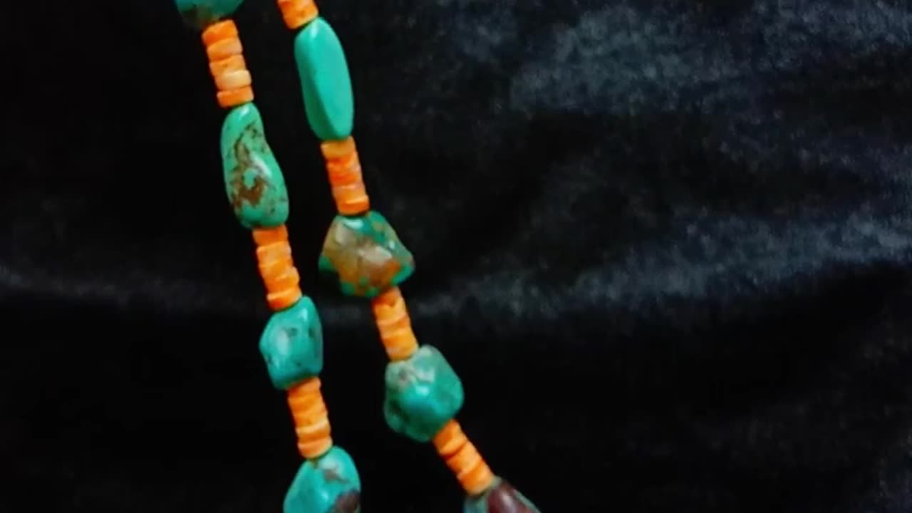 Free-shape Natural turquoise and orange spiny oyster beads simple choker summer necklace