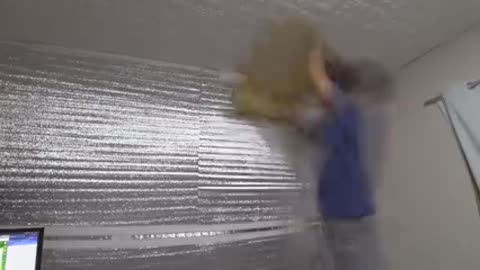 DIY room insulation foam with 3d wallpaper