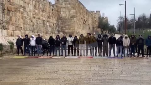 Worshipers gathered in the streets of occupied al-Quds to perform Friday prayer