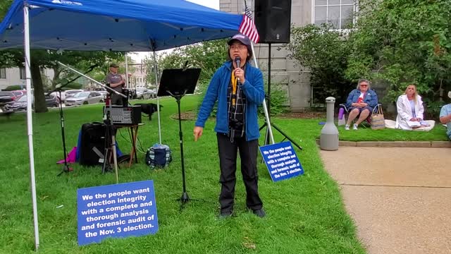 Chau Kelley speaks at the rally for statewide audit of all ballots in New Hampshire - 1