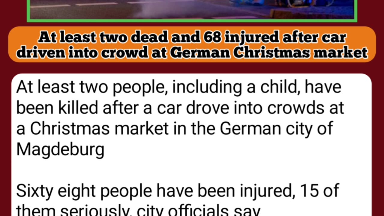 At least two dead and 68 injured after car driven into crowd at German Christmas market