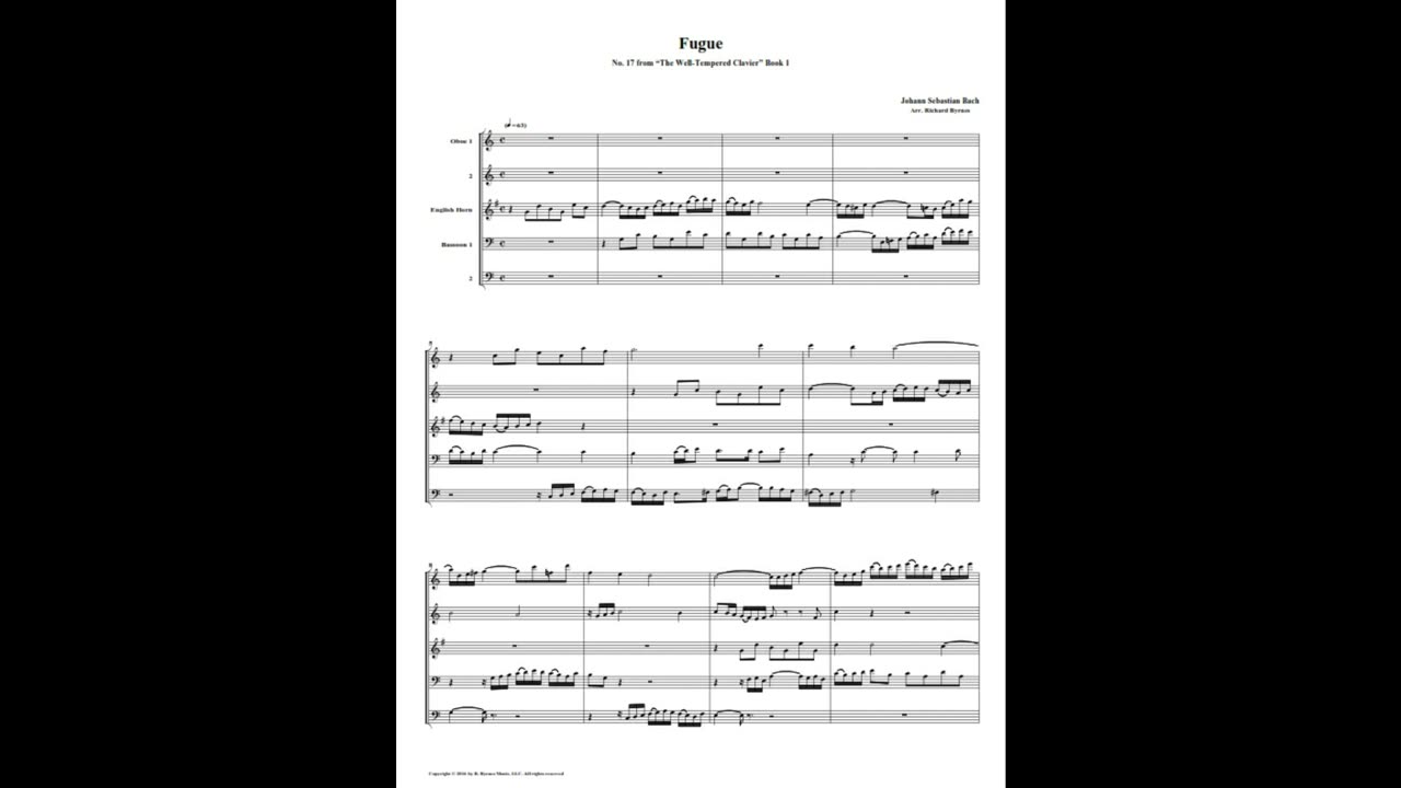 J.S. Bach - Well-Tempered Clavier: Part 1 - Fugue 17 (Double Reed Quintet)