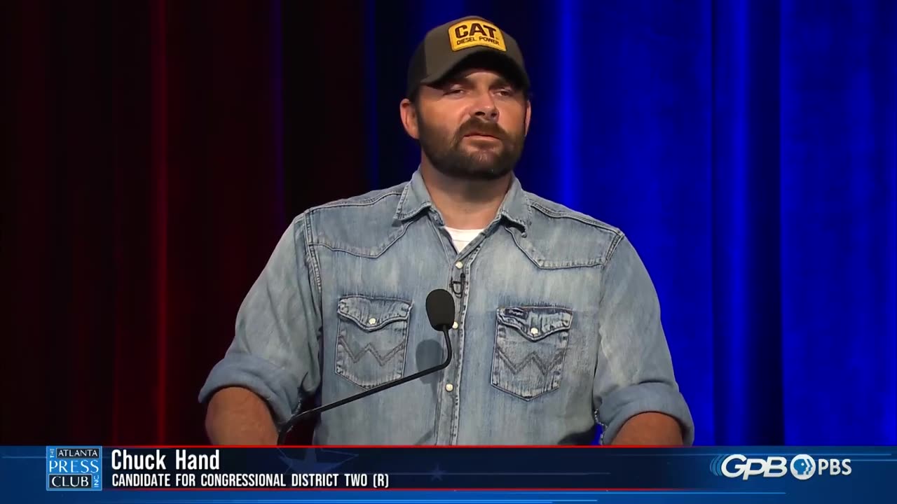 Republican Chuck Hand walks out during Atlanta Press Club runoff debate