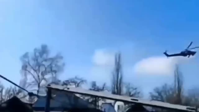 Russian helicopters destroy Ukrainian military facilities near the city of Popasna.