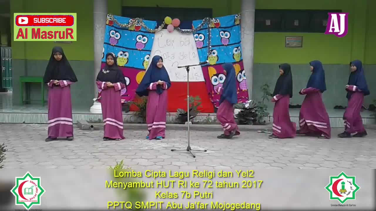 Lomba Cipta Lagu Religi dan Yel2 Kelas 7b Putri Menyambut HUT RI ke 72 tahun 2017 PPTQ SMPIT Abu Ja'