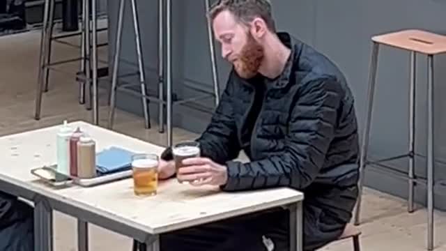 Saw this man dining alone at this brewery my heart breaks for him