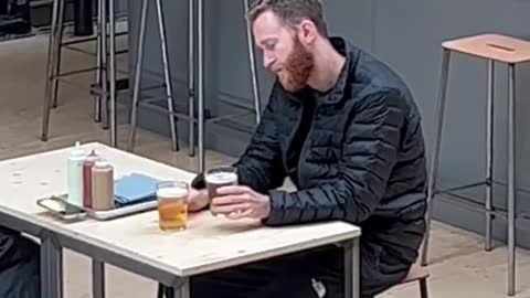 Saw this man dining alone at this brewery my heart breaks for him