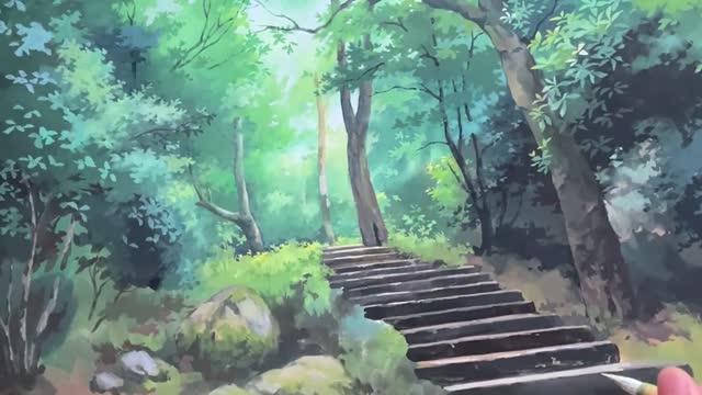 Let's draw the summer forest with a brush