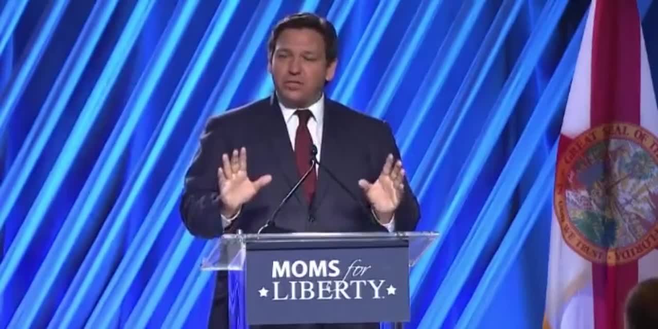 Gov. Ron DeSantis speaks at a Moms for Liberty event in Tampa, FL