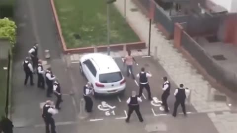 11 British police officers vs. one immigrant.