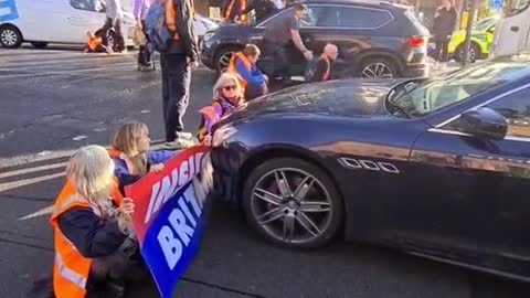 Police arrested 38 Climate change Protestors near the Blackwall Tunnel entrance London