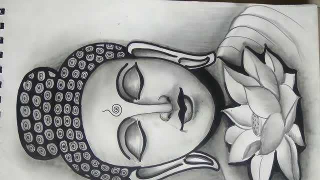 How to draw a simple yet beautiful pencil shading sketch of lord Buddha