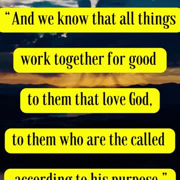 Bible Verse For the Day... And we know that all things work together for good to them that love God