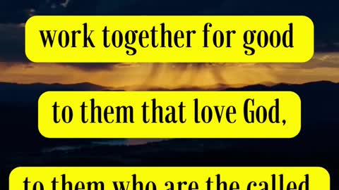 Bible Verse For the Day... And we know that all things work together for good to them that love God