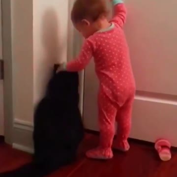 Partners in crime, baby girl and catto