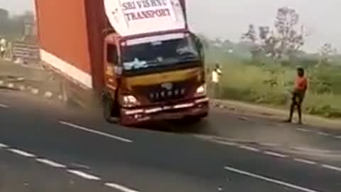 Truck gone mad on road