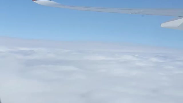 Airplane above the clouds